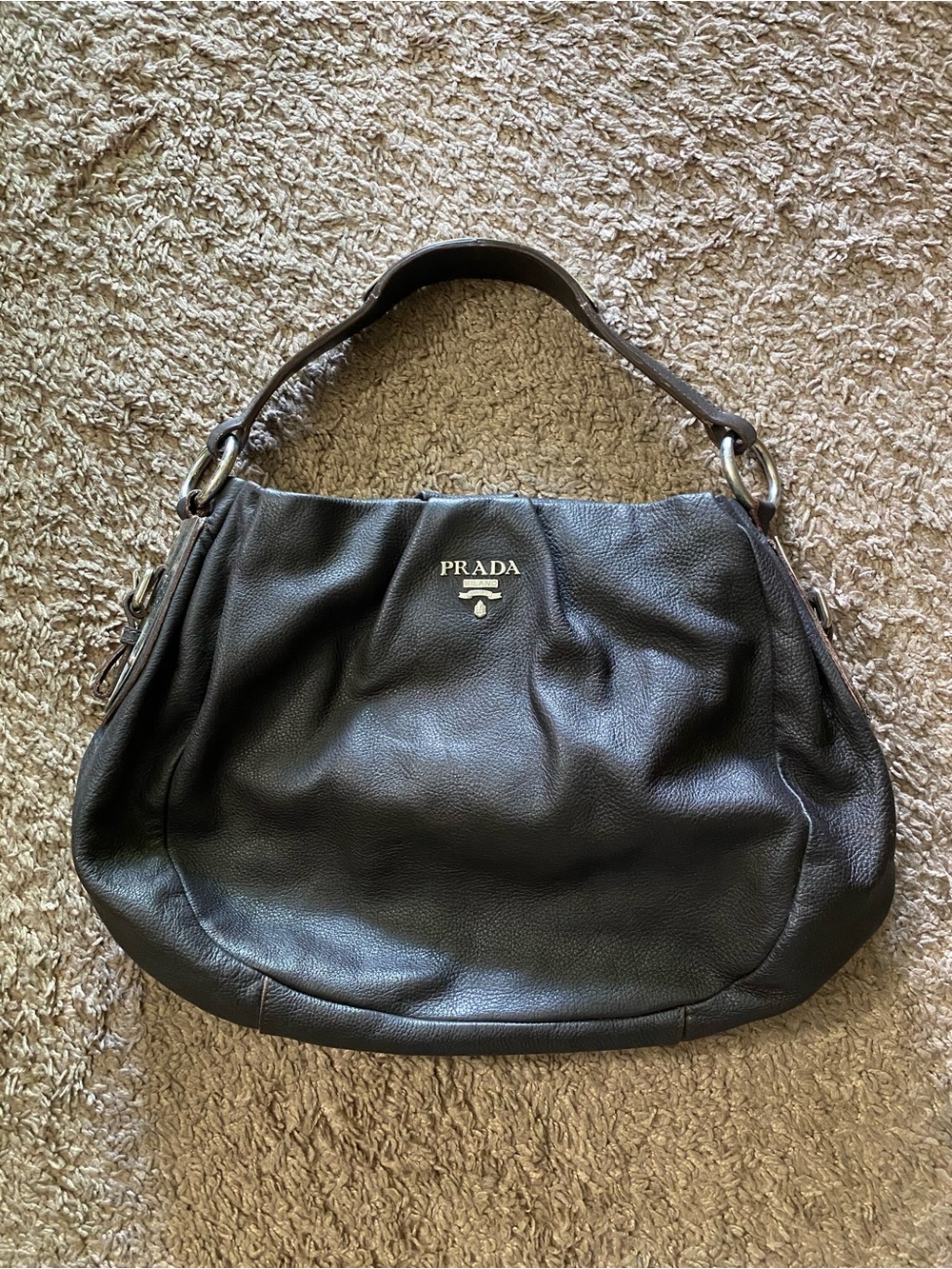 Vintage Prada hobo leather shoulder bag read description